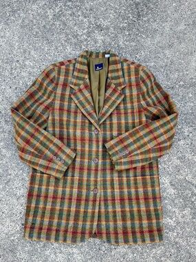 Vintage Lizsport Liz Claiborne 100% Wool Plaid Blazer Size 8